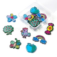 14Pcs 7 Style Transparent Acrylic Pendants, Graffiti Art, 3D Printed, Flower & Candy & Apple & Fruit Tree & Butterfly & Rooster/Cock & Rainbow, Mixed Color, 2pcs/style(KY-LS0001-15)