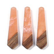 Resin & Wood Pendants, Tie Shaped Charms, Light Salmon, 49x12x3.5mm, Hole: 2mm(WOOD-F015-05D)