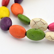 Dyed Synthetic Turquoise Oval Bead Strands, Colorful, 14x10x6mm, Hole: 1mm; about 28pcs/strand, 14.9 inches(G-N0138-03)