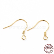 925 Sterling Silver Earring Hooks, with Horizontal Loops, Golden, 15.5x15.4mm, 24 Gauge(0.5mm), Hole: 1.5mm(STER-D035-22G)