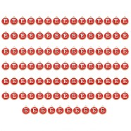 Golden Plated Enamel Alloy Charms, Enamelled Sequins, Flat Round, Red, Letter.E, 14x12x2mm, Hole: 1.5mm, 100pcs/Box(ENAM-SZ0001-26C-E)