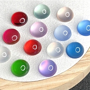 Resin Imitation Cat Eye Cabochons, Flat Round, Mixed Color, 8mm(PW-WGE0E82-02)