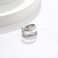 Stainless Steel Cuff Rings, Word, Stainless Steel Color, 4mm(OY5458-1)