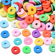 Handmade Polymer Clay Beads, Heishi Beads, for DIY Jewelry Crafts Supplies, Disc/Flat Round, Colorful, 6x1mm, Hole: 2mm, about 26000pcs/1000g(CLAY-T019-02B-43)