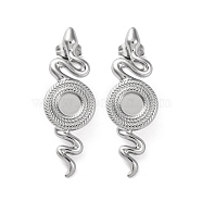 304 Stainless Steel Snake Stud Earrings, Stainless Steel Color, 39x13mm(EJEW-K295-14P)