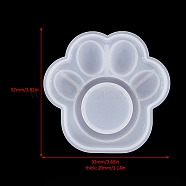 Tealight Candle Holder Molds, DIY Food Grade Silicone Molds, Resin Plaster Cement Casting Molds, Paw Print, 9.7x9.3x2.9cm(PW-WG39092-03)