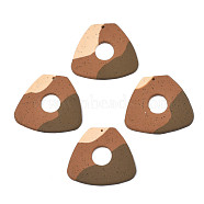 Handmade Polymer Clay Pendants, Triangle, Coffee, 30~30.5x34~35x2~3mm, Hole: 1.6mm(CLAY-N010-041)