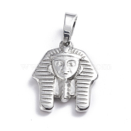 201 Stainless Steel Pendants, Pharaoh, Stainless Steel Color, 17.5x14.5x3mm, Hole: 4.5x6.5mm(STAS-O113-12P)