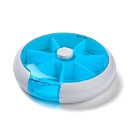 Plastic Bead Containers, for Small Parts, Hardware and Craft, 7 Compartments, Flat Round, Deep Sky Blue, 9.05x2.4cm, Hole: 28x13mm, Inner Diameter: 2.7x2.7cm(CON-C009-01D)