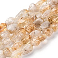 Natural Yellow Quartz Beads Strands, Nuggets, Tumbled Stone, 9~17x8~12x6~8mm, Hole: 1mm, about 38pcs/strand, 15.55''(39.5cm)(G-G146-A10-02)