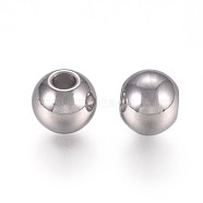 Tarnish Resistant 316 Surgical Stainless Steel Beads, Round, Stainless Steel Color, 6x5mm, Hole: 2mm(STAS-I144-01C)