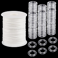 Elite 1 Roll Nylon Thread, with 100Pcs Acrylic Linking Rings, Mixed Color, 1.5mm, about 100 yards/roll(NWIR-PH0002-25)