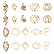 ARRICRAFT 20Pcs 10 Style Eco-Friendly Brass Connector Charms, Cadmium Free & Lead Free, Mixed Shapes, Real 18K Gold Plated, 16.5x7.5x1.5mm, Hole: 1.2mm, 10style, 2pcs/style(KK-AR0002-40)