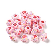 Opaque Acrylic Beads, with Enamel, Pink, 14~15x18~20x18~20mm, Hole: 2~3mm(ACRC-H001-01D)
