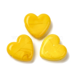 Handmade Lampwork Beads, Heart, Yellow, 20x20x7mm, Hole: 1.2~1.5mm(LAMP-U002-03J)