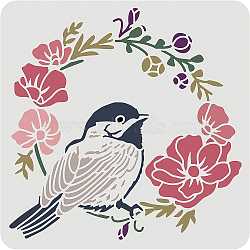 Large Plastic Reusable Drawing Painting Stencils Templates, for Painting on Scrapbook Fabric Tiles Floor Furniture Wood, Square, Bird Pattern, 300x300mm(DIY-WH0172-760)