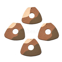 Handmade Polymer Clay Pendants, Triangle, Coffee, 30~30.5x34~35x2~3mm, Hole: 1.6mm(CLAY-N010-041)
