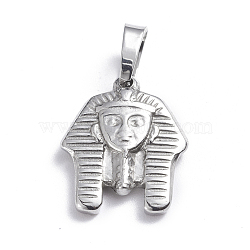 Tarnish Resistant 201 Stainless Steel Pendants, Pharaoh, Stainless Steel Color, 17.5x14.5x3mm, Hole: 4.5x6.5mm(STAS-O113-12P)