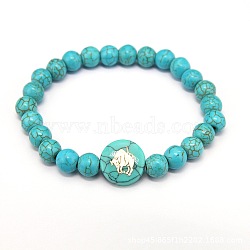 Minimalist European Style Constellation Synthetic Turquoise Beaded Stretch Bracelets for Women, Taurus(XC6059-8)