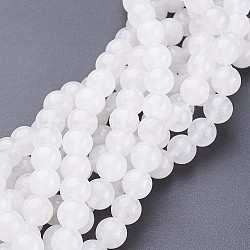 Natural White Jade Beads Strands, Round, 8mm, Hole: 1mm, about 47pcs/strand, 15 inch(GSR8mmC138)