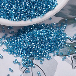 MIYUKI Delica Beads, Cylinder, Japanese Seed Beads, 11/0, (DB0692) Dyed Semi-Frosted Silver Lined Aqua, 1.3x1.6mm, Hole: 0.8mm, about 10000pcs/bag, 50g/bag(SEED-X0054-DB0692)