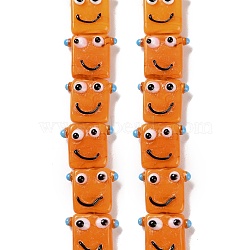 Handmade Lampwork Beads Strands, Robot, Orange, 16x19.5x9.5mm, Hole: 1.8mm, about 30pcs/strand, 18.90''(48cm)(LAMP-Q036-07D)