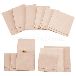 12Pcs 3 Styles Microfiber Jewelry Bag Gift Pouches, Envelope Style Bags, Square, Wheat, 6~9x6.4~9x0.1~0.15cm, Unfold: 11.5~17.5x6.4~9x0.1cm, 4pcs/style(ABAG-NB0001-54B)