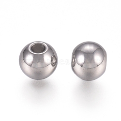 316 Surgical Stainless Steel Beads, Round, Stainless Steel Color, 6x5mm, Hole: 2mm(STAS-I144-01C)