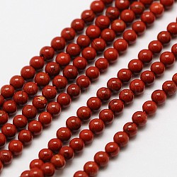 Natural Red Jasper Round Bead Strands, 3mm, Hole: 0.8mm, about 126pcs/strand, 16 inch(G-A130-3mm-08)