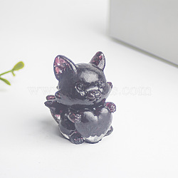 Natural Garnet Fox Display Decorations, Resin Figurine Home Decoration, for Home Feng Shui Ornament, 35x30x40mm(WG88930-06)