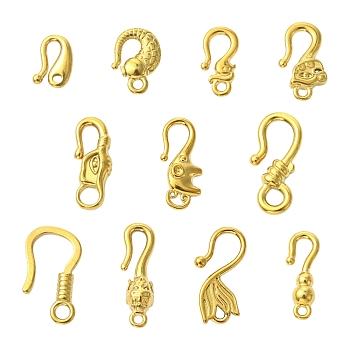 11Pcs 11 Styles 304 Stainless Steel Hook Clasps, Golden, 7~17x5~
8x1.5~4mm, Hole: 1~2.5mm, 1pc/style