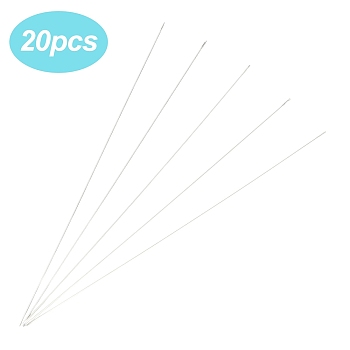 20Pcs Steel Beading Needles, Stainless Steel Color, 120x0.45mm