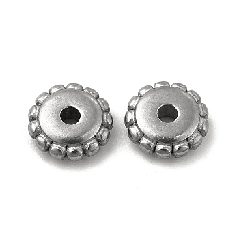 304 Stainless Steel Disc Beads, Flower, Stainless Steel Color, 6x2mm, Hole: 1.2mm
