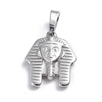 201 Stainless Steel Pendants, Pharaoh, Stainless Steel Color, 17.5x14.5x3mm, Hole: 4.5x6.5mm