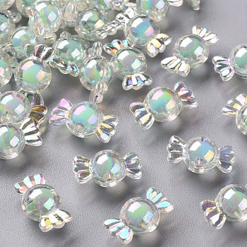 Transparent Acrylic Beads, Bead in Bead, AB Color, Candy, Aquamarine, 9x17x8.5mm, Hole: 2mm, about 960pcs/500g