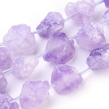 Natural Amethyst Beads Strands, Nuggets, 18~28x15~21mm, Hole: 1.2mm, about 18pcs/strand, 16.1 inch(41cm)