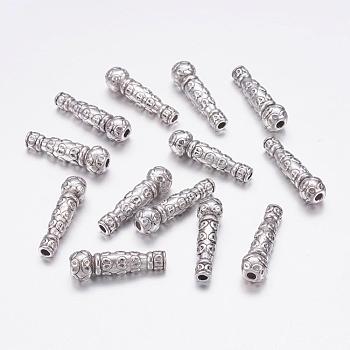 Tibetan Style Alloy Beads, Lead Free & Nickel Free & Cadmium Free, Column, Antique Silver, about 22.5x7mm, Hole: 2.4mm