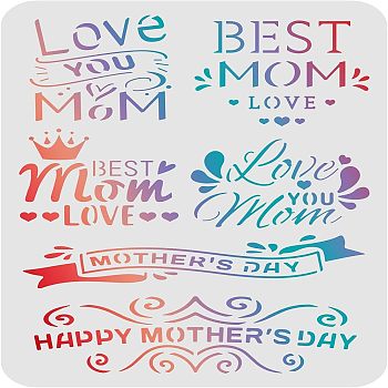 Large Plastic Reusable Drawing Painting Stencils Templates, for Painting on Scrapbook Fabric Tiles Floor Furniture Wood, Rectangle, Mother's Day Themed Pattern, 297x210mm