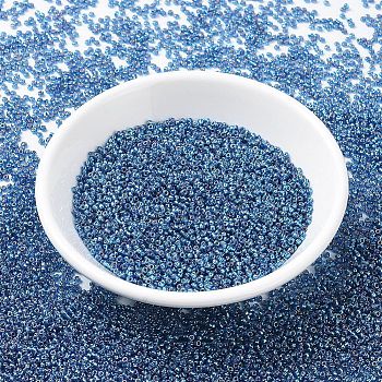 MIYUKI Round Rocailles Beads, Japanese Seed Beads, 11/0, (RR1025) Silverlined Capri Blue AB, 2x1.3mm, Hole: 0.8mm, about 50000pcs/pound