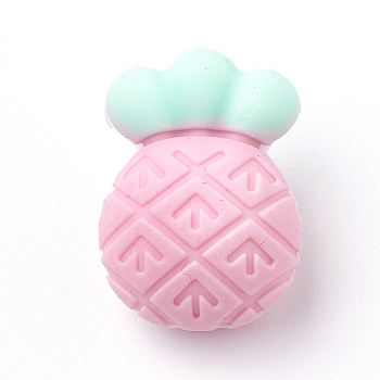 Food Grade Eco-Friendly Silicone Beads, Chewing Beads For Teethers, DIY Nursing Necklaces Making, Pineapple, Pink, 21.5x15x12mm, Hole: 2mm
