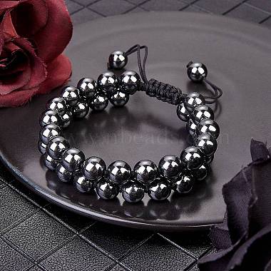 bracelet de perles tressées en hématite synthétique(BJEW-SW00001-18)-3