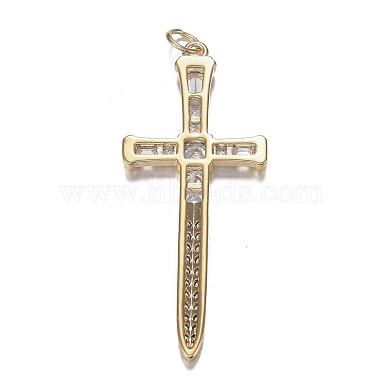 Brass Micro Clear Cubic Zirconia Pendants(ZIRC-F120-038G)-2