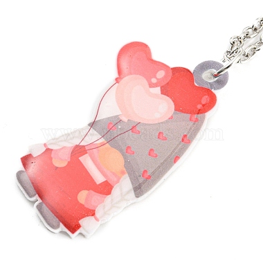 Valentine's Day Acrylic Pendant Necklace with Zinc Alloy Chains(NJEW-D049-01C-P)-2