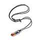 Natural & Synthetic Mixed Gemstone Bullet Pendant Necklace with Waxed Cords for Women(NJEW-M196-02B)-2