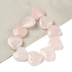 Natural Rose Quartz Beads Strands, Faceted, Heart, 14.5~15x15~15.5x5.5~6mm, Hole: 1mm, about 10pcs/strand, 5.51~5.71''(14~14.5cm)(G-A309-A05-01)