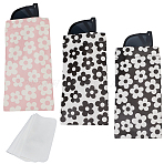 3Pcs 3 Colors Rectangle with Flower Pattern PU Leather Eyelasses Case, Portable Slip-in Sunglass Pouch, Squeeze Top Soft Storage Bag, with 3Pcs Suede Fiber Glasses Cleaning Cloth, Mixed Color, 178x92x2~6mm(AJEW-CN0005-64)
