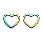 Ion Plating(IP) 304 Stainless Steel Linking Rings, Heart, Rainbow Color, 20x21.5x1.4mm, Inner Diameter: 16x17mm(STAS-G172-48MC)