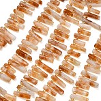 Heated Natural Citrine Beads Strands, Column, Faceted, with Seed Beads, Top Drilled, 15~33x7~8x6~8mm, Hole: 0.8mm, about 39pcs/strand, 15.55''(39.5cm)(G-F829-A15-01)
