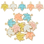 10Pcs 5 Colors Autumn Theme Zinc Alloy Pendants, with Enamel, Maple Leaf, Light Gold, Mixed Color, 24x19x2mm, Hole: 1.6mm, 2pcs/color(ENAM-YW0005-10)