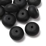 Silicone Beads, Rondelle, Focal Beads, Black, 14x8.5mm, Hole: 2mm(SIL-I021-01A)